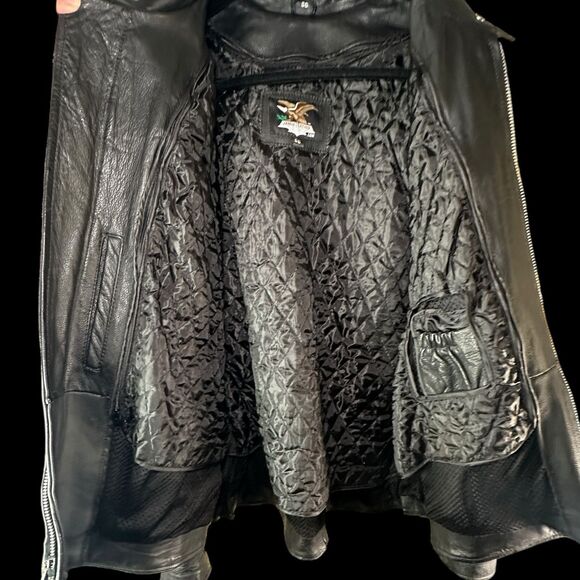 Black BIG & TALL Jamin Leather Jacket Size 56 w/ Zip-out Thermal Liner Striped - Picture 4 of 16